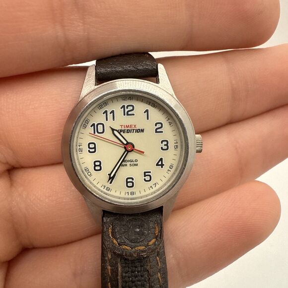 Timex Expedition Women T41181 Dress Leather Quartz Analog 25mm Watch New Battery - Picture 1 of 9